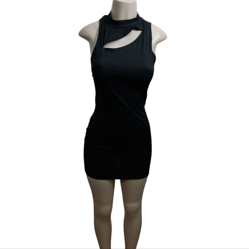 H&M Woman's Size Small Black Ribbed Mini Dress